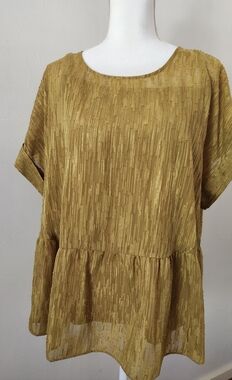 Cato Textured Peplum Blouse in Mustard Gold